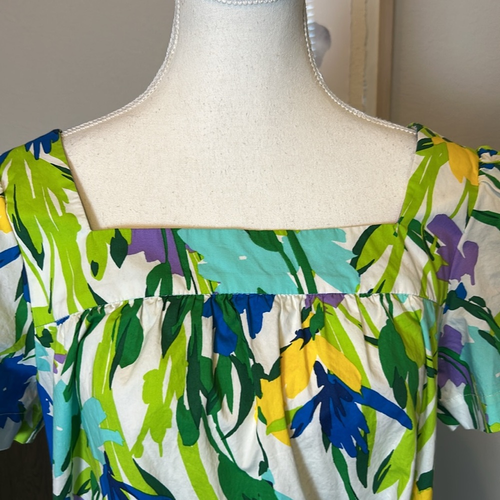 Maggy London | Soft White Floral Short Puff Sleeve A-Line Pockets | 10 - Picture 5 of 13